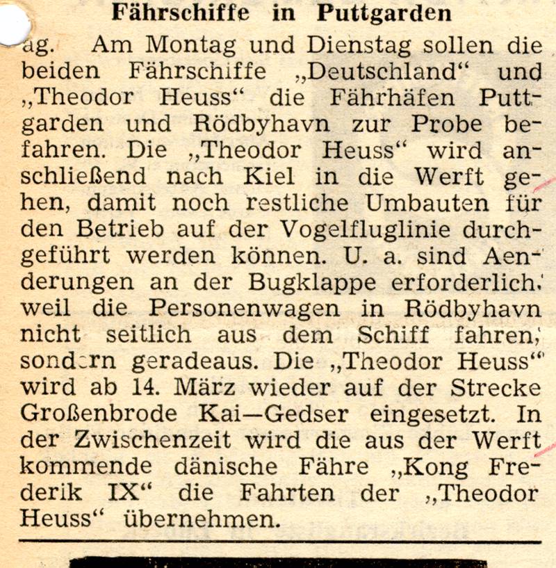 1963 02 08 Faehrschiffe in Puttgarden am Montag und Dienstag
