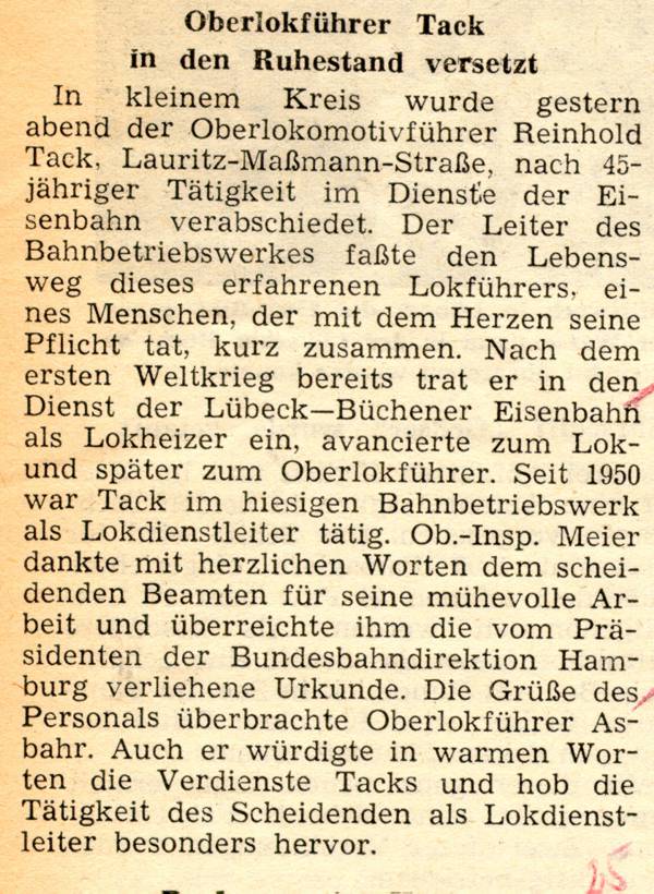 1963 03 01 Oberlokfuehrer Tack in Ruhestand versetzt