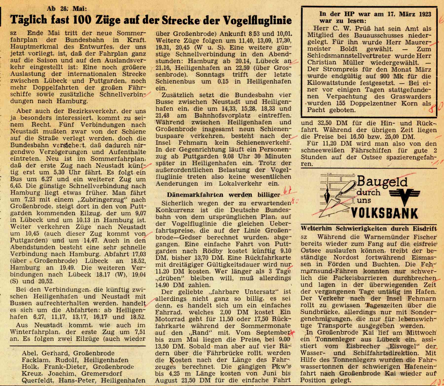 1963 03 22 Taeglich fast 100Zuege auf der Strecke der Vogelfluglinie Daenemarkfahrten werden billiger