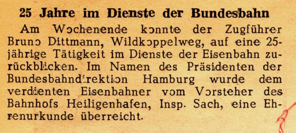 1963 03 26 25Jahre im Dienste der Bundesbahn ZF Bruno Dittmann