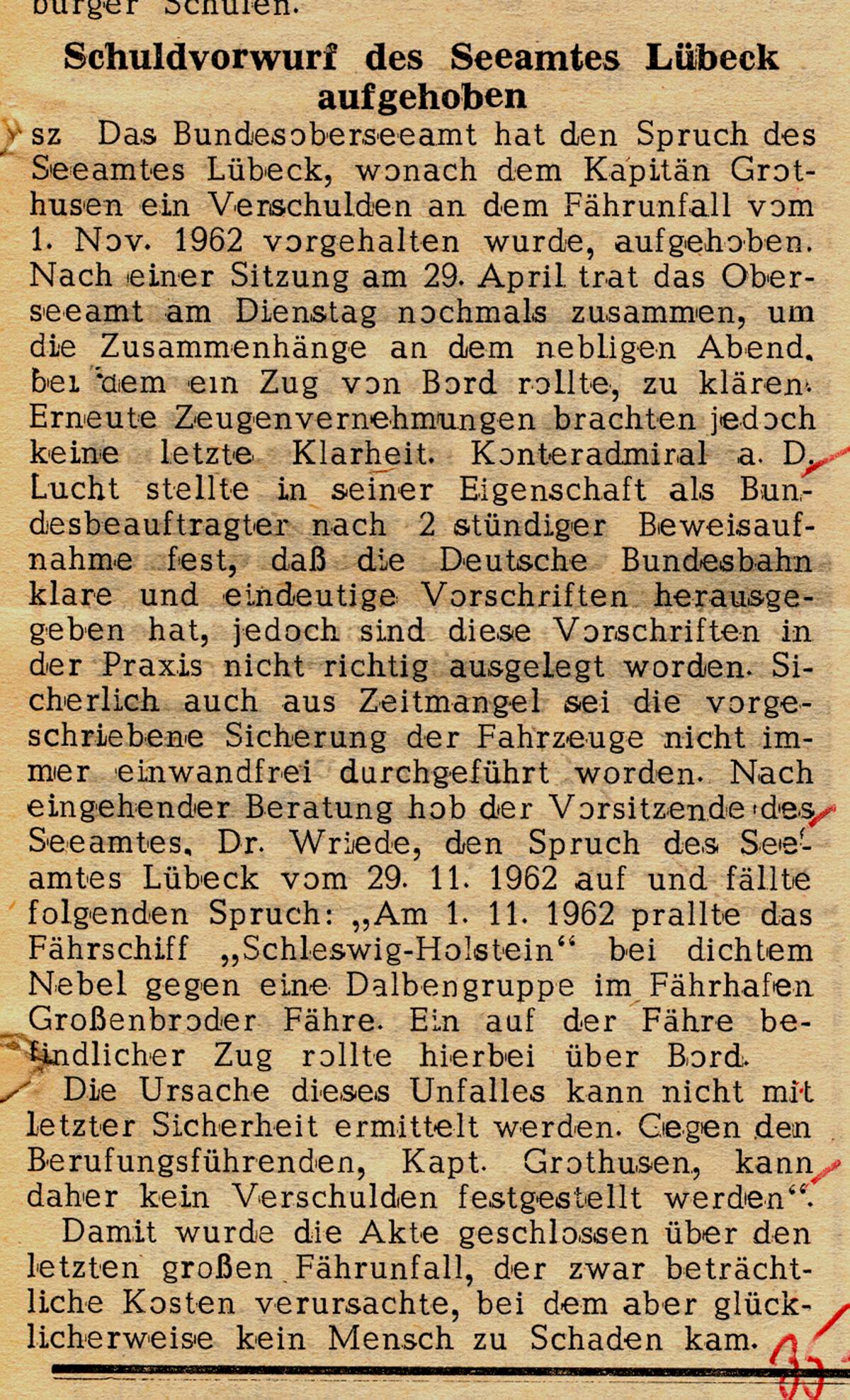 1963 05 17 18 Schuldvorwurf des Seeamtes Lübeck aufgehoben Fährunfall 1 11 62
