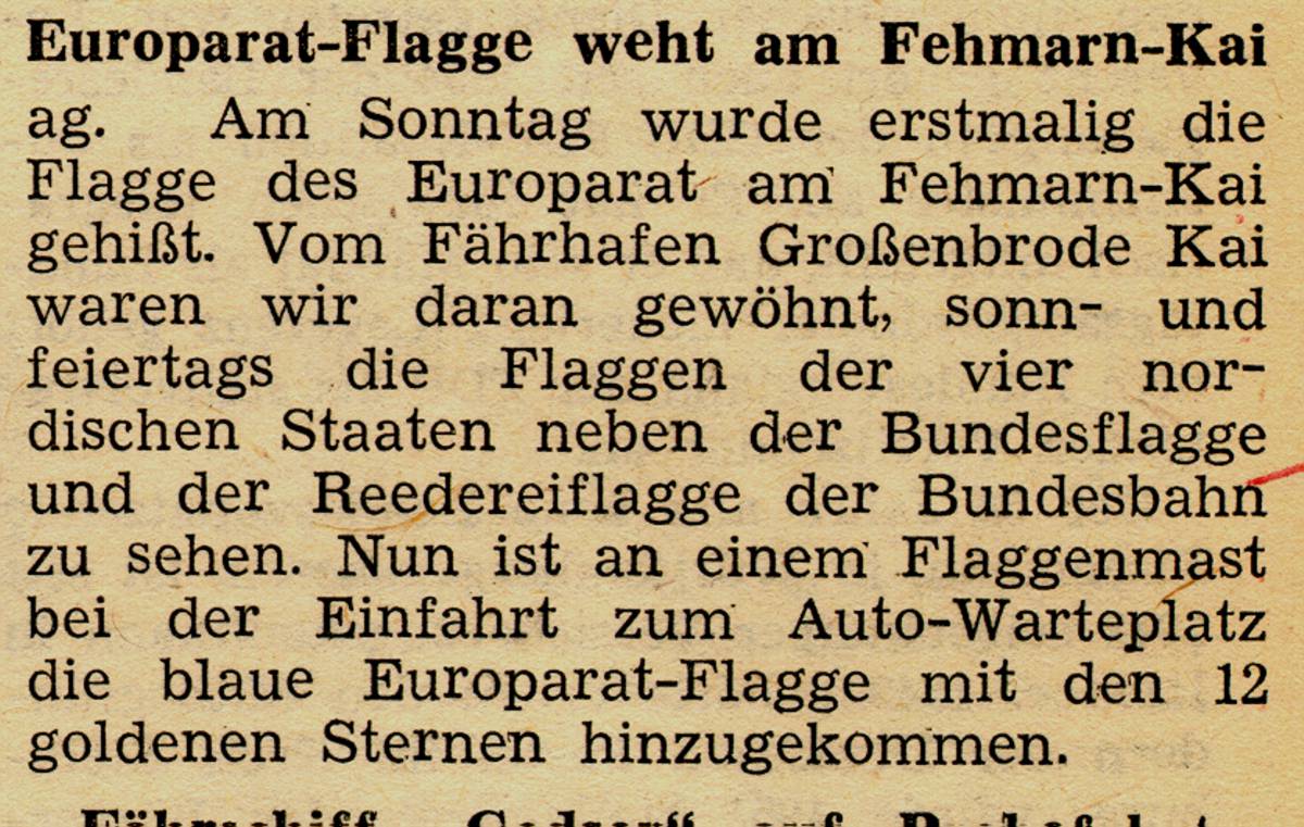 1963 05 25 Europarat Flagge weht am Fehmarn Kai
