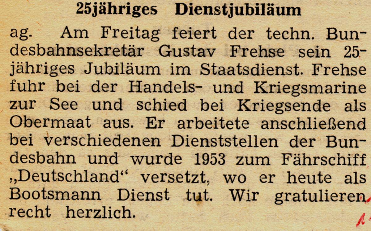 1963 05 31 25jähriges Dienstjubiläum Gustav Frehse