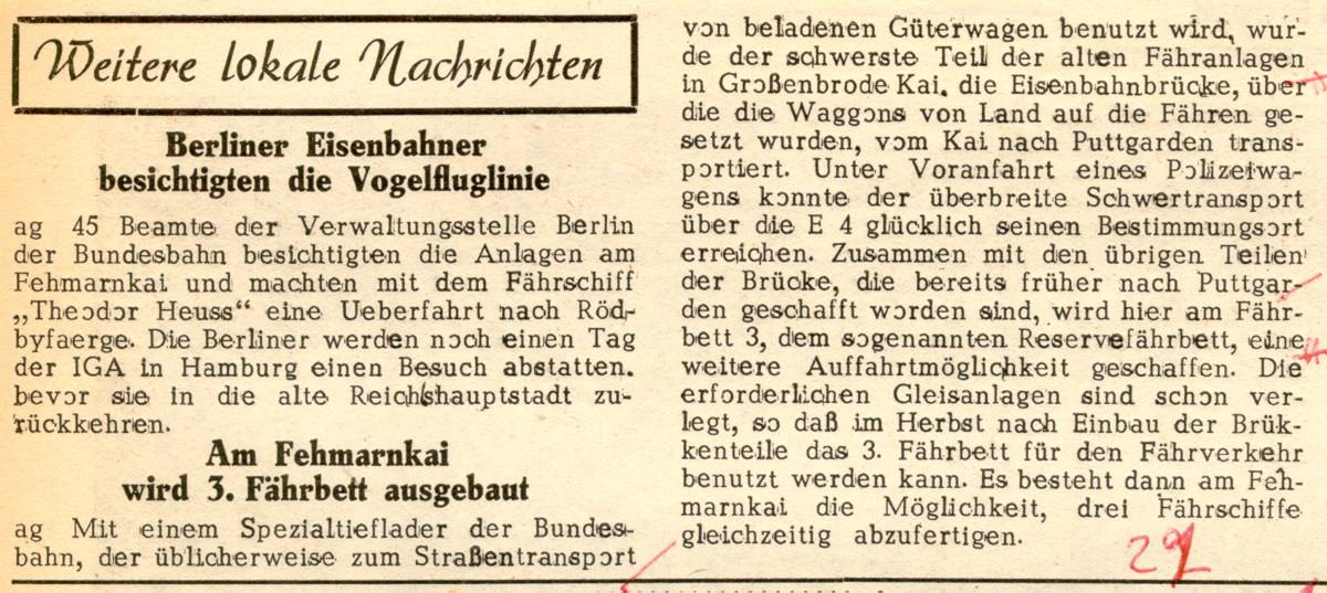 1963 06 19 Berliner Eisenbahner besichtigen Vogelfluglinie Am Fehmarnkai wird 3 Faehrbett ausgebaut