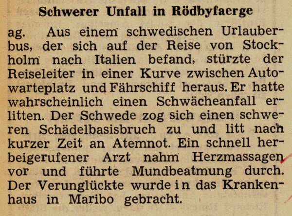 1963 08 06 Schwerer Unfall in Rodbyfaerge