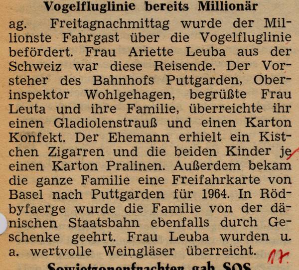 1963 08 13 Vogelfluglinie bereits Millionaer