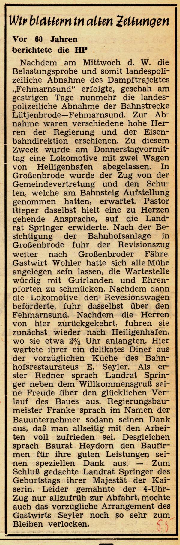 1963 10 15 Vor 60 Jahren Abnahme des Dampftrajektes und Strecke