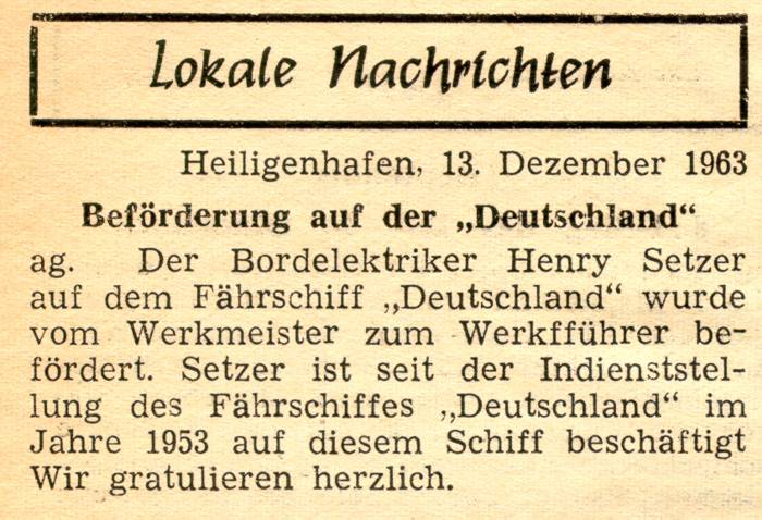 1963 12 13 Befoerderung auf der Deutschland Henry Setzer