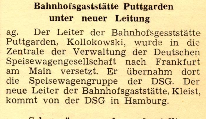 1963 12 20 Bahnhofsgaststaette Puttgarden unter neuer Leitung